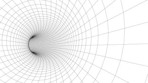 3D tunnel grid.Wireframe 3D surface tunnel.Grid texture. Stock Illustration