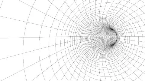 3D tunnel grid.Wireframe 3D surface tunnel.Grid texture. イラスト素材