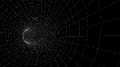 3D tunnel grid.Wireframe 3D surface tunnel.Grid texture. Stock Illustration