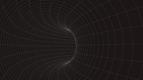 3D tunnel grid.Wireframe 3D surface tunnel.Grid texture. Stock Illustration