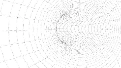 3D tunnel grid.Wireframe 3D surface tunnel.Grid texture. Illustrazione stock