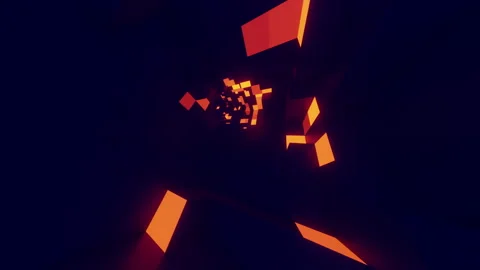 3d tunnel orange smooth blocks, seamless loop Stock Footage 274081480
