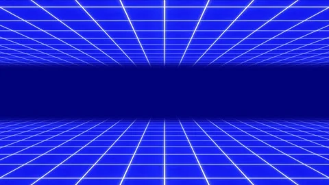 3D Tunnel Retro Clean Grid Seamless Loop in Blue Stock Footage 147673118