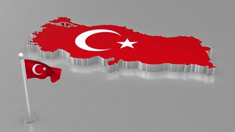 3D Turkey map Illustration and flag. Video stock 168133726