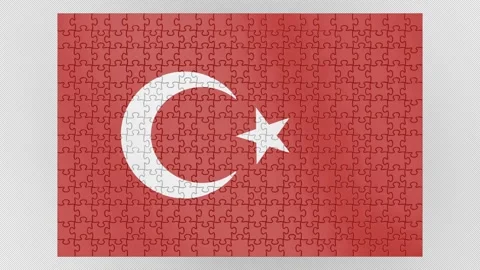 3D Turkish flag assembled from a puzzle. With Alpha Channel. Stock Footage 285174165