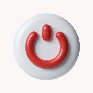 3d Turn off and on button. Round red power button. icon isolated on white Stock Illustration