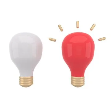 3d turning on and off light bulb icon set. Glowing incandescent filament lamp 스톡 일러스트