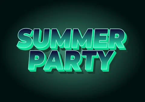 3d turquoise and teal text reading SUMMER PARTY with dark green vignette ba.. Stock Illustration