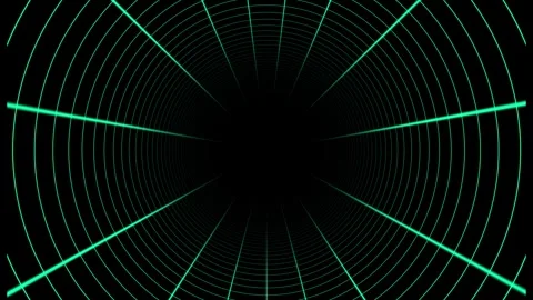 3D Turquoise cylindrical hi-tech futuristic tunnel in cyberspace background Stock Footage 296616602