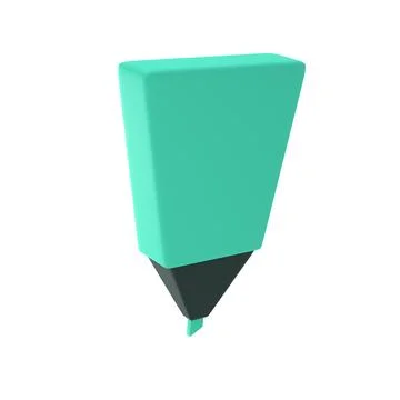 3d turquoise highlighter marker icon for office. Stationery important message Stock Illustration
