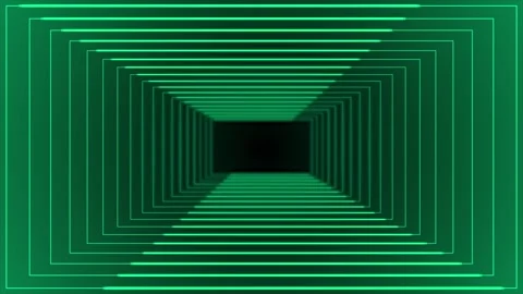 3d turquoise rectangular box tunnel neon light gradient, futuristic background Stock Footage 272648242