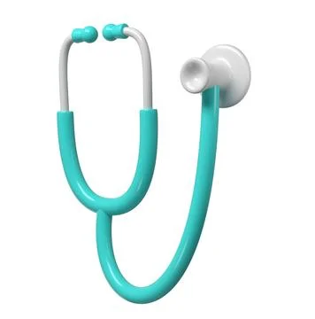 3d turquoise stethoscope icon. Render Illustration medical tool. Symbol concept Illustrazione stock