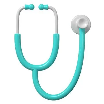 3d turquoise stethoscope icon. Render Illustration medical tool. Symbol concept Stock Illustration