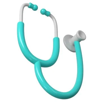 3d turquoise stethoscope icon. Render Illustration medical tool. Symbol concept イラスト素材