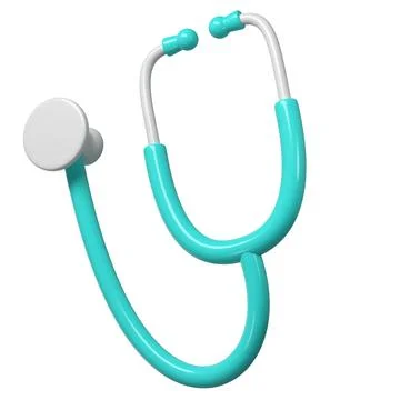 3d turquoise stethoscope icon. Render Illustration medical tool. Symbol concept 스톡 일러스트