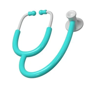 3d turquoise stethoscope icon. Render Illustration medical tool. Symbol concept 스톡 일러스트