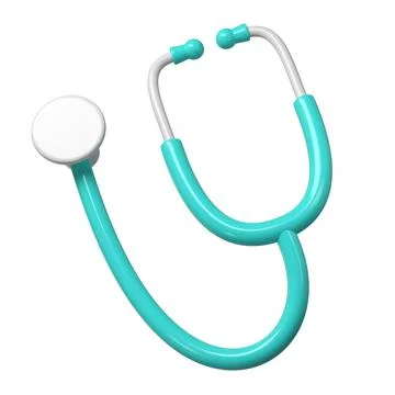 3d turquoise stethoscope icon. Render Illustration medical tool. Symbol concept Illustrazione stock