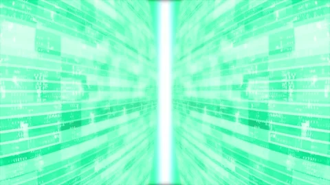 3D turquoise striped box pattern moving technology 3d cyberspace Stock Footage 272438081