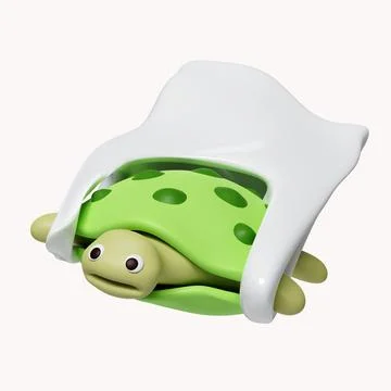 3d Turtle trapped in a plastic bag. Pollution in oceans concept. Save Earth Stock Illustration