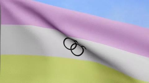 3D Twinkie flag waving on wind with blue sky. Twink banner blowing.-Dan Stock-Footage 154027749