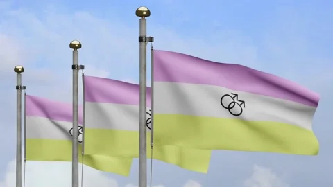 3D Twinkie flag waving on wind with blue sky. Twink banner blowing.-Dan Stock-Footage 154027770