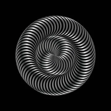 3D twisted gradient spirals. Tunnel geometry with lines. Abstract technology イラスト素材