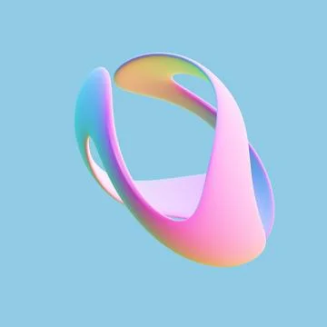 3D twisted pink geometric shape on blue background. Stock Illustration