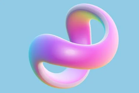 3D twisted pink ring on blue background. Stock Illustration