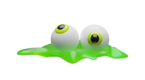 3D two eyeballs emerging from bright green slime Stock Illustration