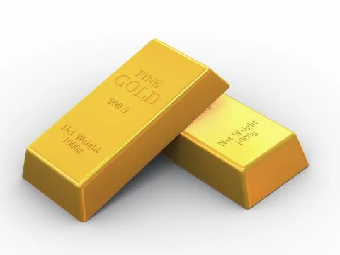 3d two fine gold bars Stock Illustration