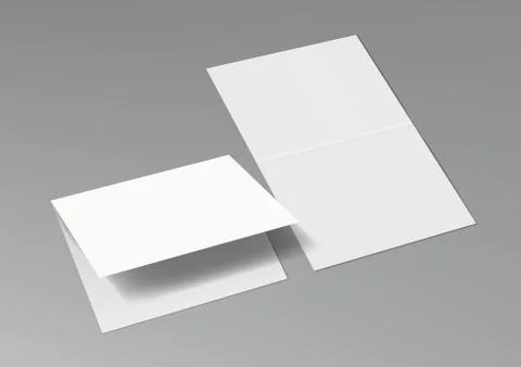 3D Two Halffold Blank White Brochure Template Stock Illustration