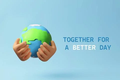 3D two hands gently holding the Earth Stock Illustration