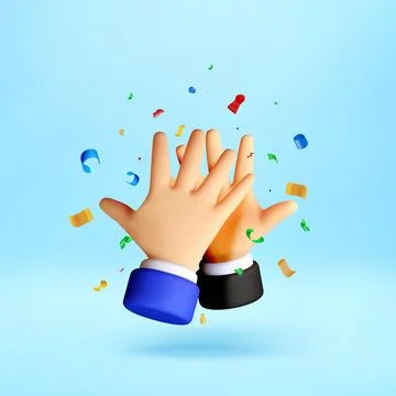 3D Two hands giving a high five in confetti Stockillustratie