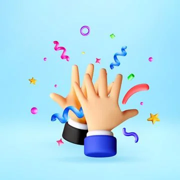 3D Two hands high five gesture with confetti Stockillustratie