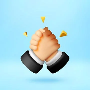 3D Two hands shaking to form a deal Stock Illustration