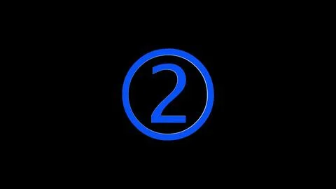 3d two logo icon loopable blue color on black background Stock Photos