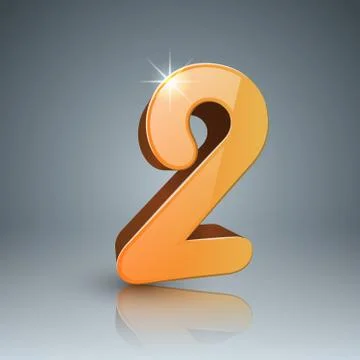 3d two logo with white reflect Stock Illustration