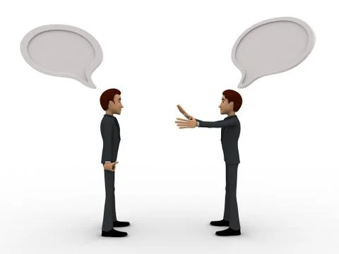 3d two men chating and having communication gap with chat bubbles concept Stock Illustration