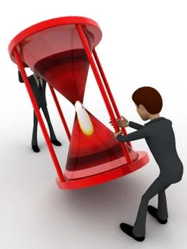 3d two men pull sand clock concept Stock Illustration