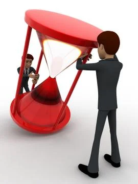 3d two men pull sand clock concept Stock Illustration
