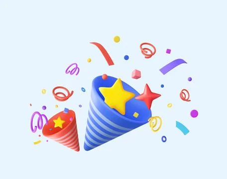 3D two Party popper Ilustração Stock