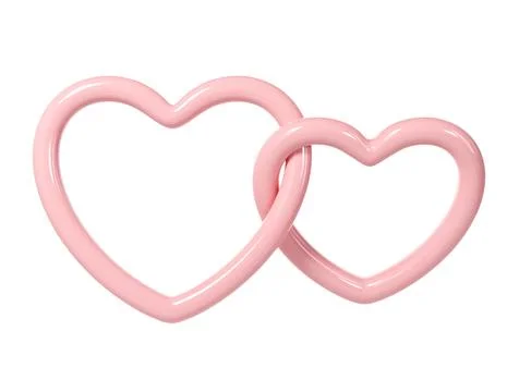 3d two pink glossy heart love frames on white background. Suitable for Vale.. Ilustração Stock