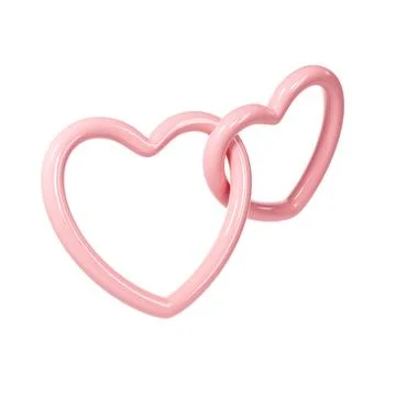 3d two pink glossy heart love frames on white background. Suitable for Valentine Stock Illustration