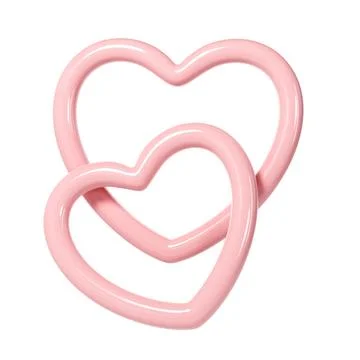 3d two pink glossy heart love frames on white background. Suitable for Valentine 스톡 일러스트