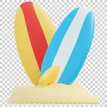 3D Two Vibrant Surfboards on Sandy Beach Stock Illustration