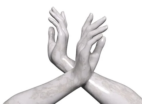 3D Two white marble hands Stock Illustration