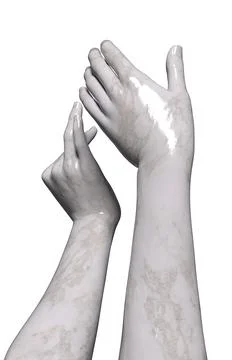 3D Two white marble hands Stock Illustration