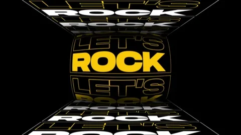 3D typography featuring glowing yellow text stating let us rock inside Video stock 342747752