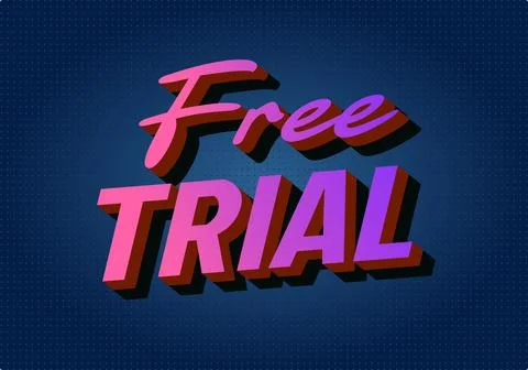 3d typography reading free trial in pink and purple gradient with drop shad.. Stock Illustration