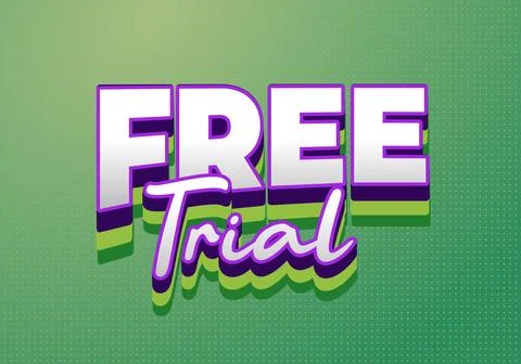 3d typography reading free trial in white and purple with green shadow laye.. Stock Illustration